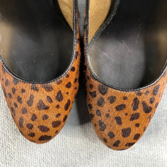 Banana Republic Faux Fur Cheetah Print Round Toe High Heel Pumps Sz 7.5 - Picture 3 of 10